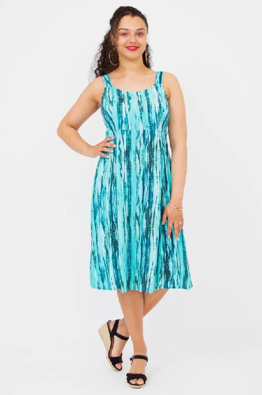 Shauna Dress, Teal Tie Dye, Linen Bamboo Tunics Wedding white