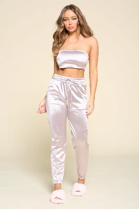 Tube Top Pant Set Classic Straight Pants