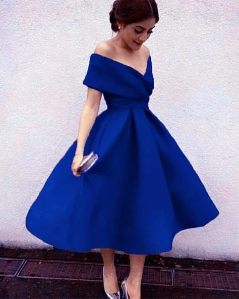 royal blue ball gown,tea length homecoming dress,tea length party dress cg2511 Tunics Chic fashionable