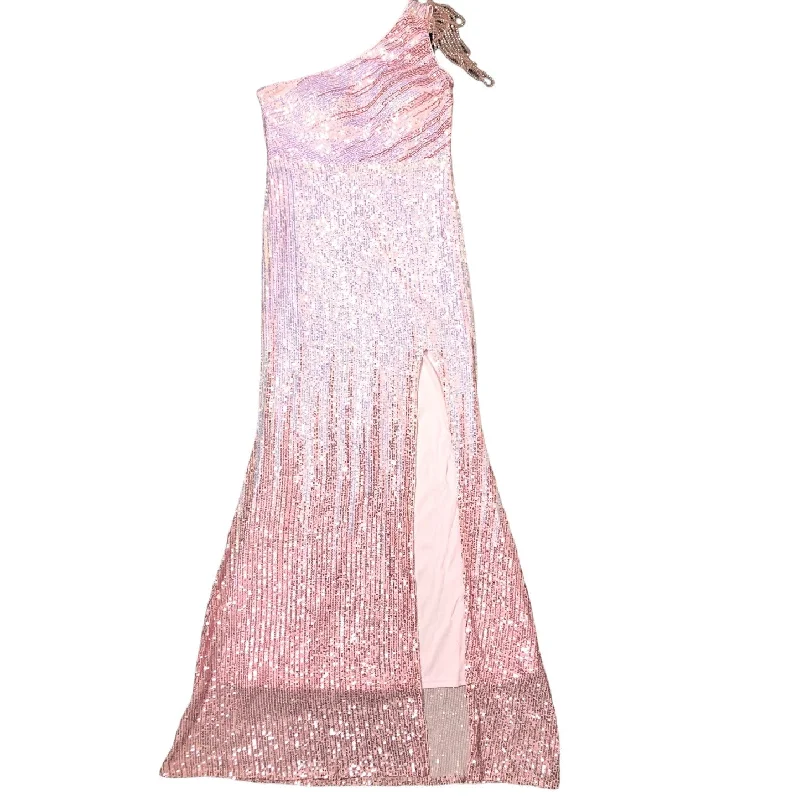 Dress Party Long By Clothes Mentor In Pink, Size: Xl Turtleneck Neckline Stylish