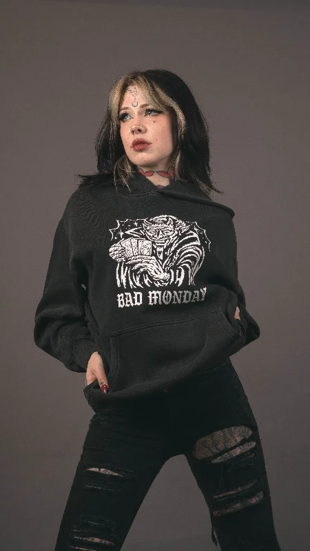 Oversized Lucifer Hoodie / Front Print Hoodie with Drawstring Waist Adjustable Fitted