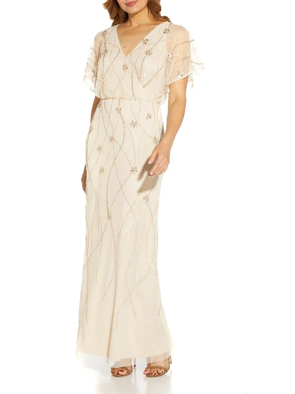 Petites Womens Embellished Wedding Evening Dress Tunics Sale discount