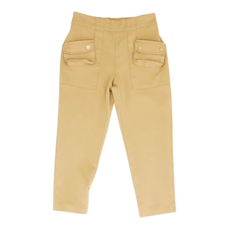 Tan Solid Capri Pants Soft Cotton Pants