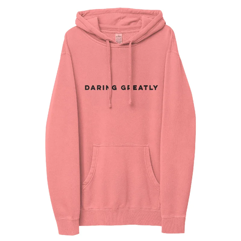 DARING GREATLY Womens pigment-dyed hoodie Hoodie with Contrast Stitching Detailed Premium