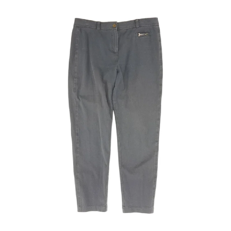 Navy Solid Pants Cozy Fitted Pants
