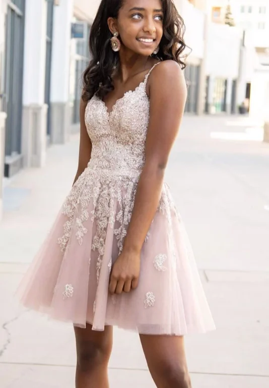 Cute sweetheart tulle lace short party dress lace homecoming dress cg5125 Sequined Elegant Party