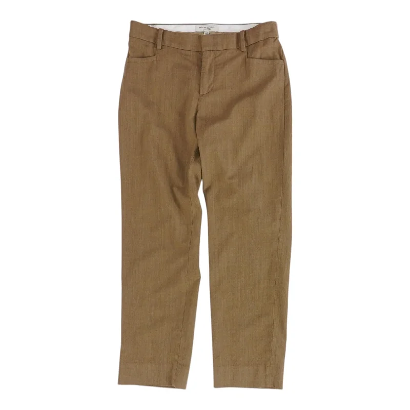 Brown Solid Chino Pants Relaxed High-Waist Trousers
