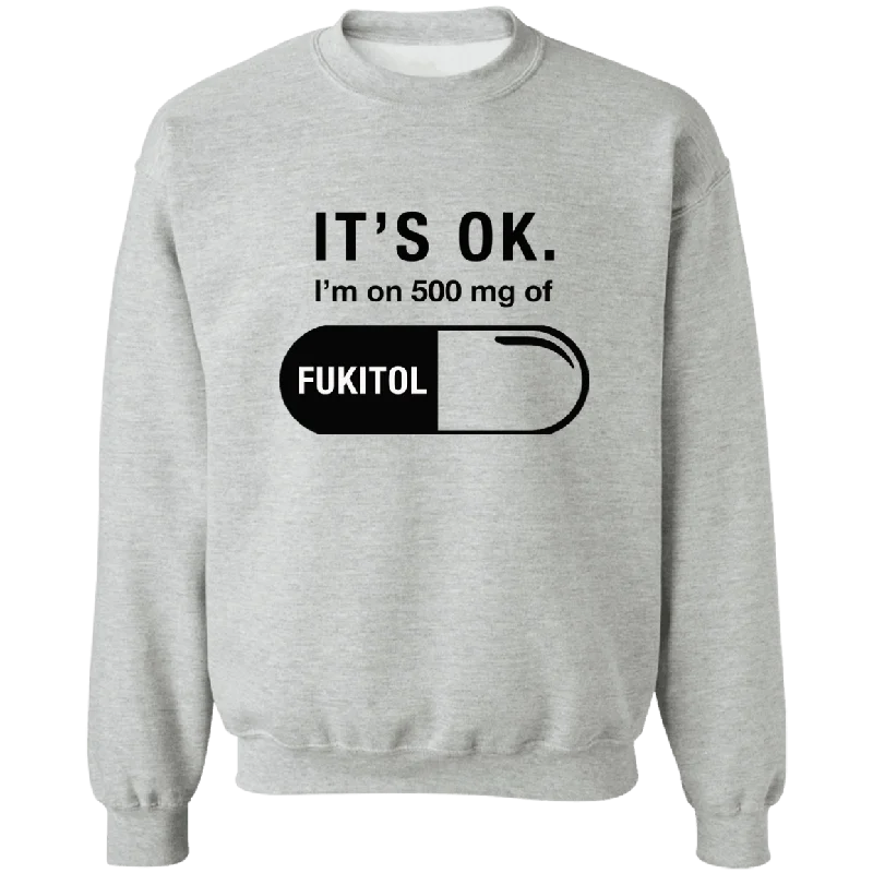 Fukitol Crewneck Unisex Sweatshirt Hoodie with Hem Embroidery Detailed Premium
