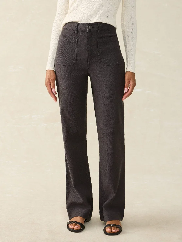 Stretch Terry Patch Pocket Pant - Washed Black Comfy Athletic Pants