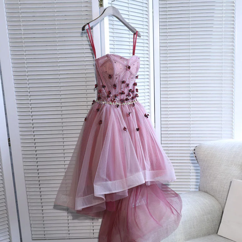 Pink tulle sweetheart A line short party dress, homecoming dress cg4685 Tunics Custom made