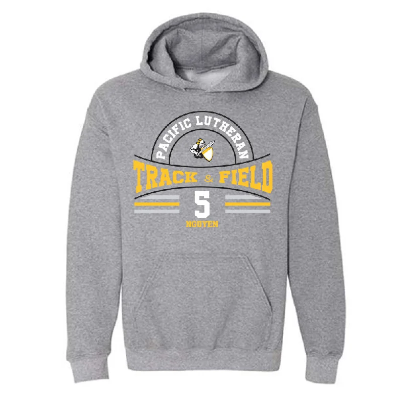 PLU - NCAA Women's Track & Field (Outdoor) : Kristine Nguyen - Hooded Sweatshirt Classic Fashion Shersey Hoodie with Camouflage Military Edgy
