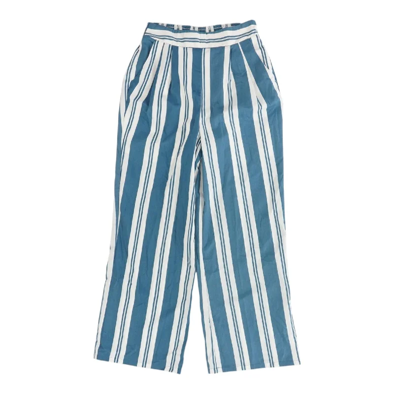 Blue Striped Dress Pants Formal Wide-Leg Pants