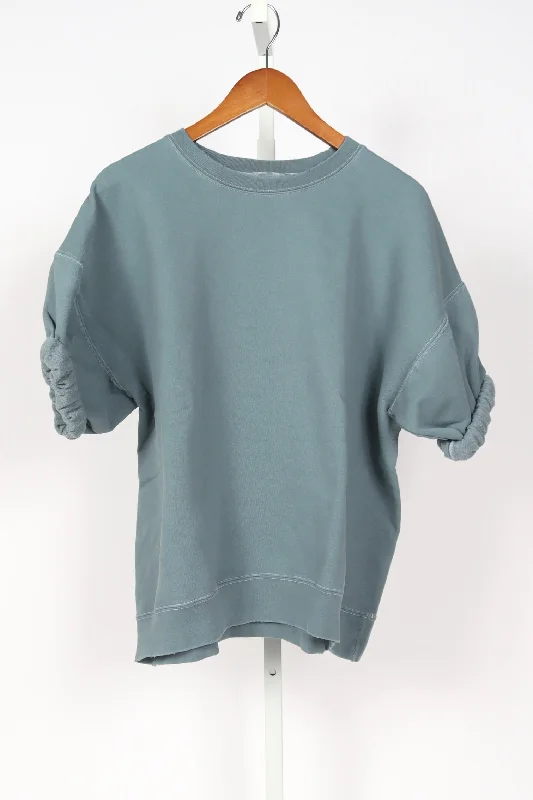 Stanza Sweatshirt - Petrol Hoodie with Puffed Sleeves Voluminous Trendy