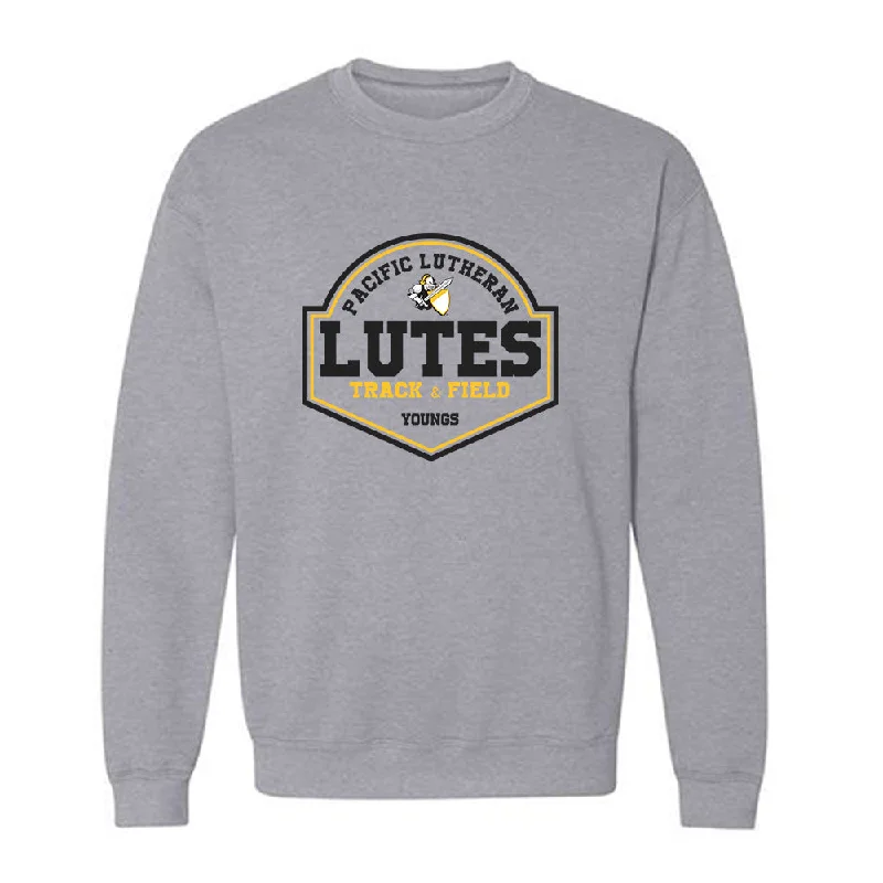 PLU - NCAA Women's Track & Field (Outdoor) : Allie Youngs - Crewneck Sweatshirt Classic Fashion Shersey Hoodie with Monochrome Minimalist Simple