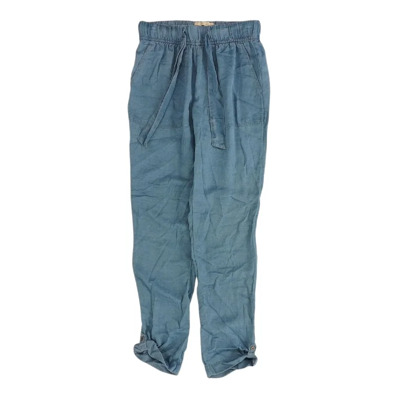 Blue Solid Pants Fashionable Button-Up Pants