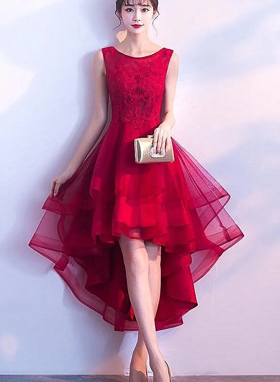 Beautiful Red Tulle High Low Party Dress, Red Homecoming Dress cg4562 Tunics Favorite customer