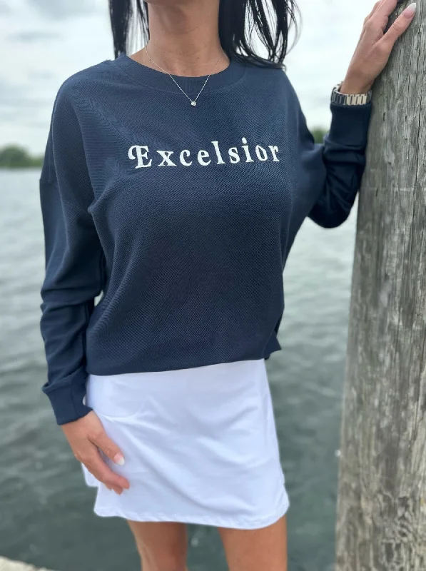 Excelsior Terry Crew Sweatshirt [Navy] Hoodie with Camouflage Military Edgy
