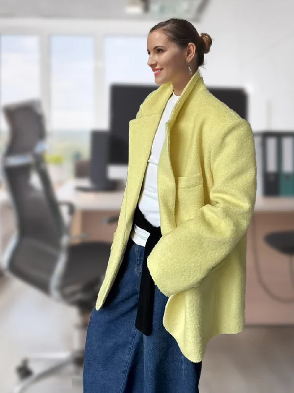 Contemporary Wider Shoulder Oversized Blazer and Loose Denim Pant Two Piece Sets Woolen Coats Chic Slim Fit Pants
