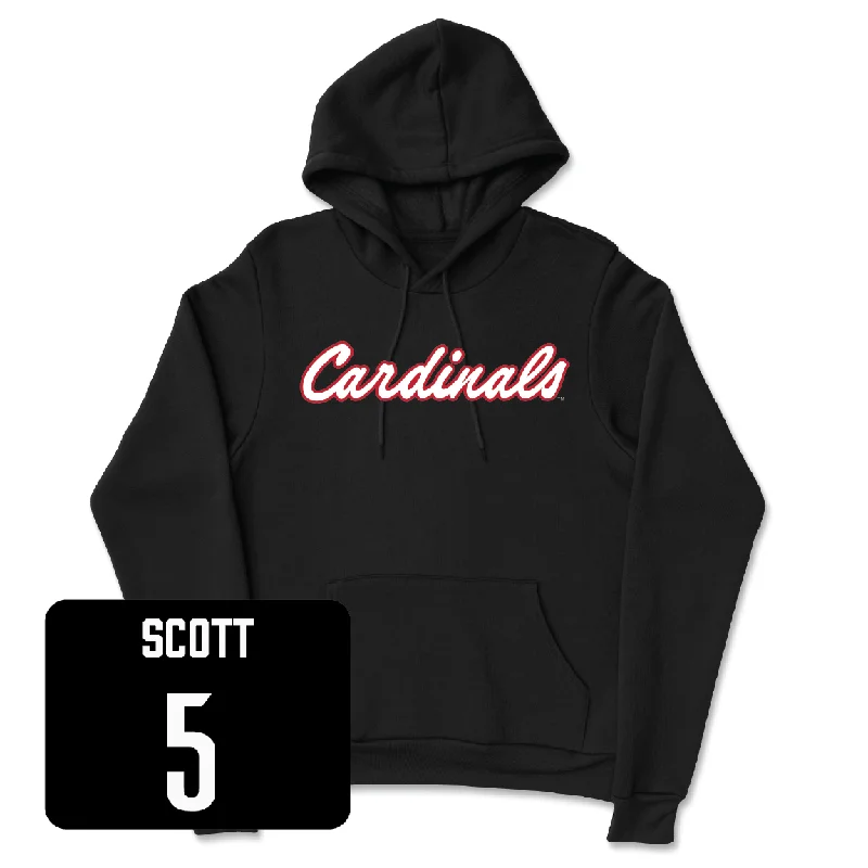 Women's Lacrosse Black Script Hoodie - Marley Scott Hoodie with Hem Frayed Vintage Worn