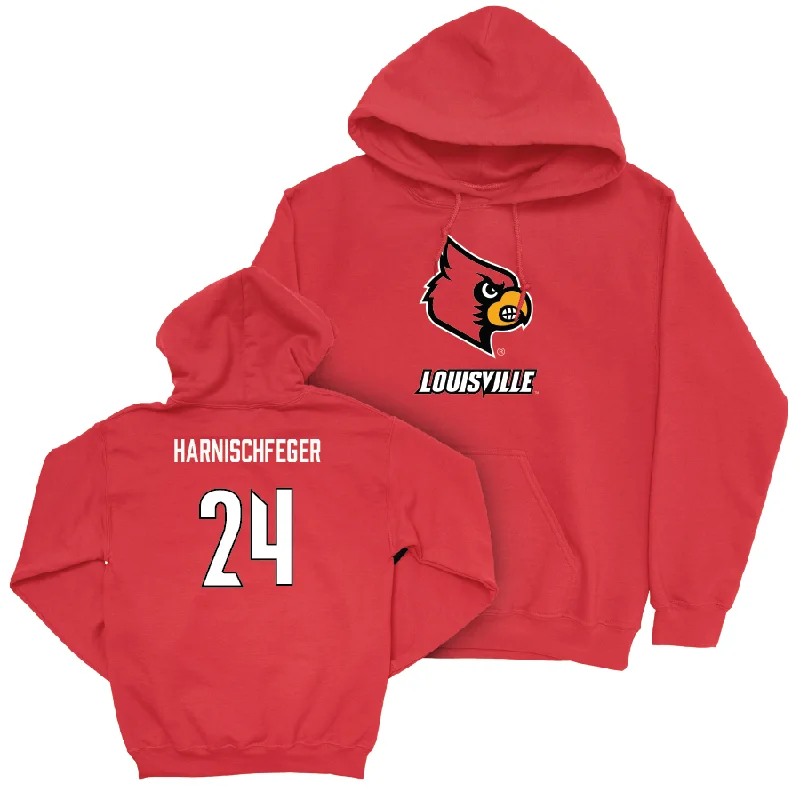 Red Women's Lacrosse Louie Hoodie  - Karli Harnischfeger Hoodie with Half-Zip Sporty Casual