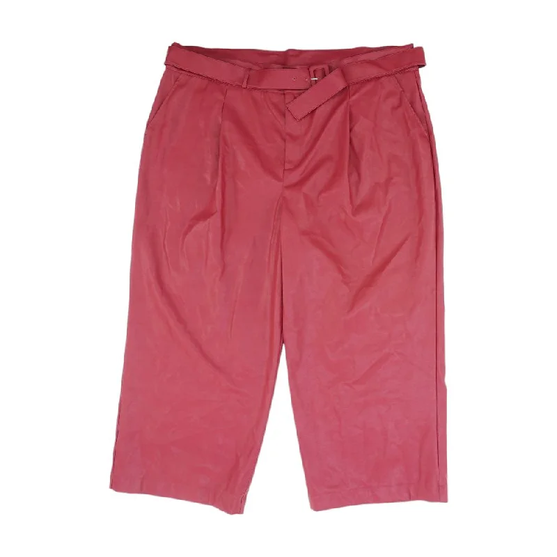 Red Solid Dress Pants Comfy High-Waist Jeans