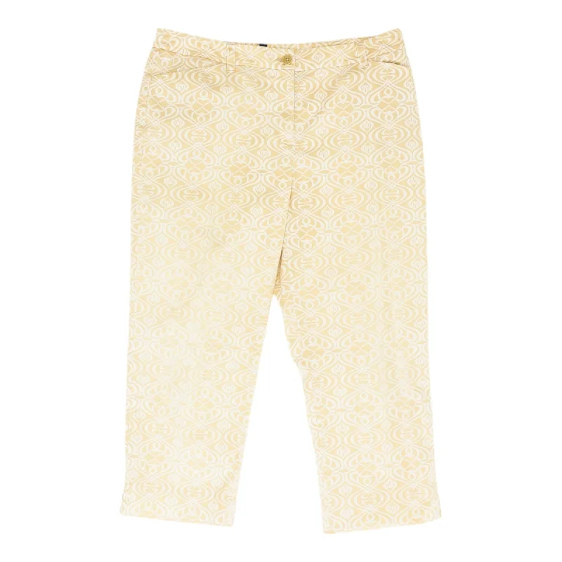 Tan Graphic Pants Elegant Silk Pants