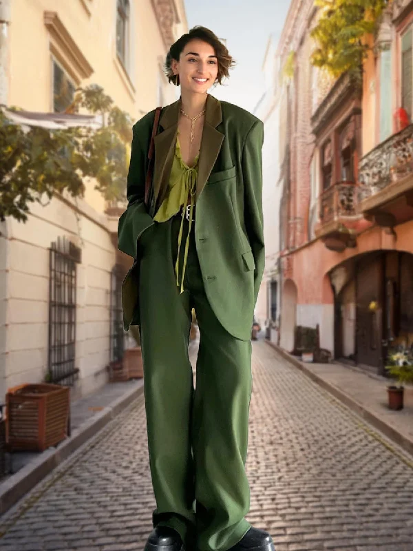 Women's Two-Piece Sets Elegant Loose Top Blazer and Pants Elegant Dress Pants