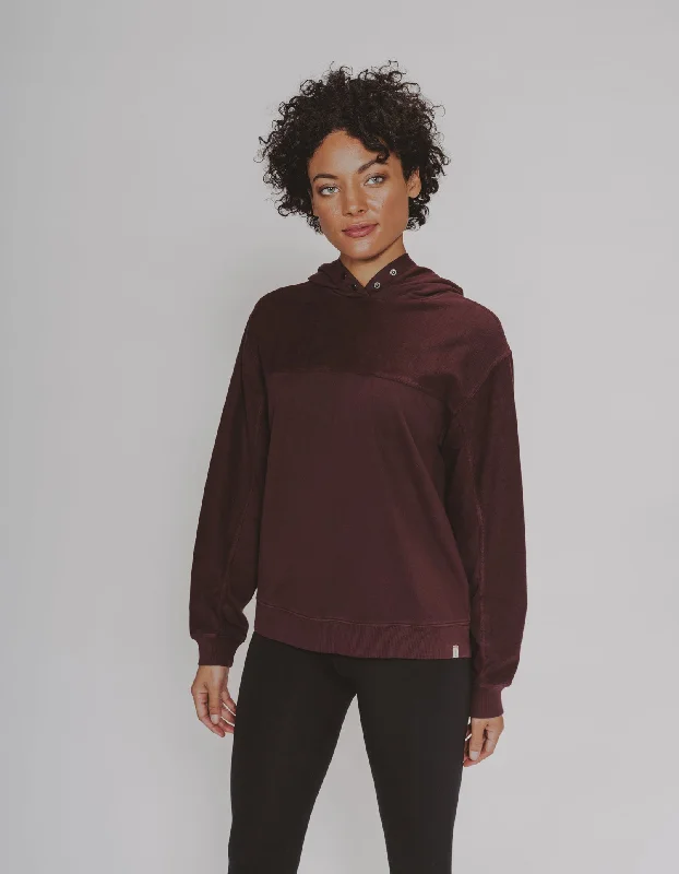 Classic Terry Looped Hoodie in Brown Hoodie with Button Classic Timeless