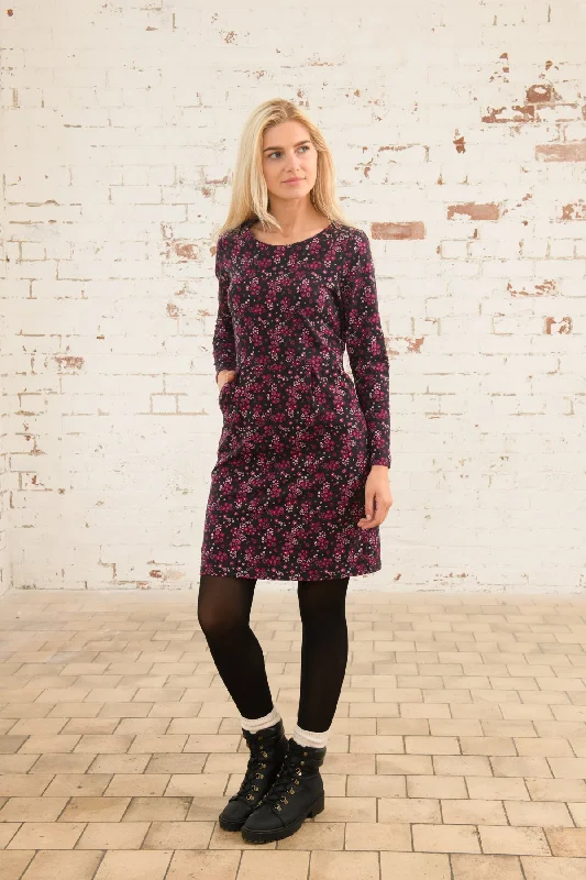Ivy Dress - Raspberry Black Floral Tunics Short Trendy
