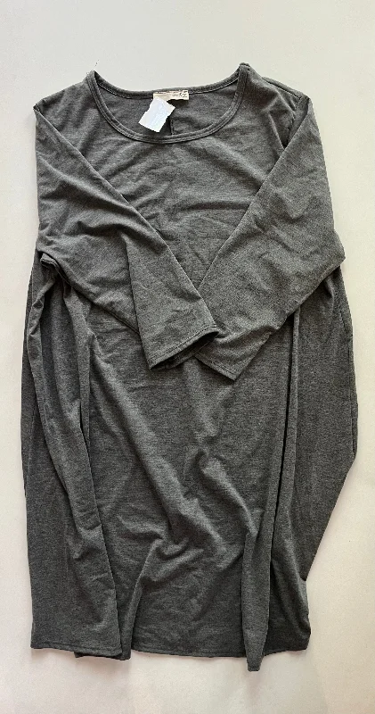 Grey Dress Casual Midi Clothes Mentor, Size 2x Crew Neckline Sporty