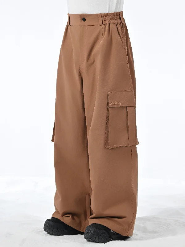 PURE FREE Brown Park Rat's Snow Pants Fashionable Button-Up Pants