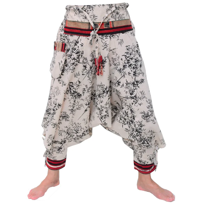 Samurai Pants Harem Pants Ninja Pants Men Women Beige Bamboo Comfy Cargo Trousers
