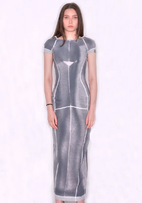 KNWLS SS24-RAZLDR0WASHG RAZE LONG DRESS WASHED GREY Tunics Practical easy-care