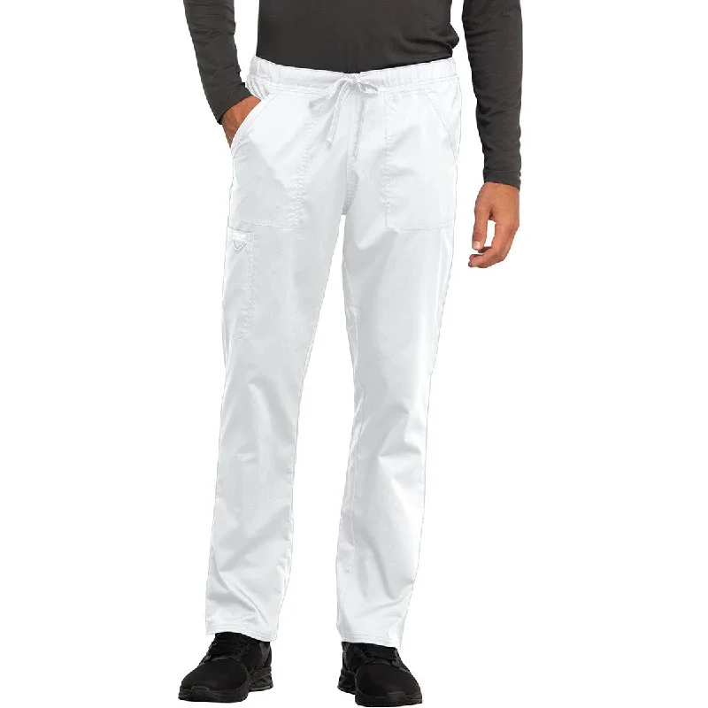 Cherokee Unisex White 4-Pocket Tapered Leg Drawstring Pant Fashionable Tapered Leg Pants