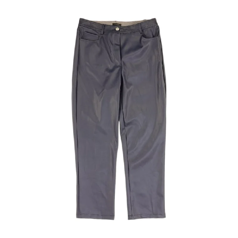 Navy Solid Chino Pants Relaxed High-Waist Trousers