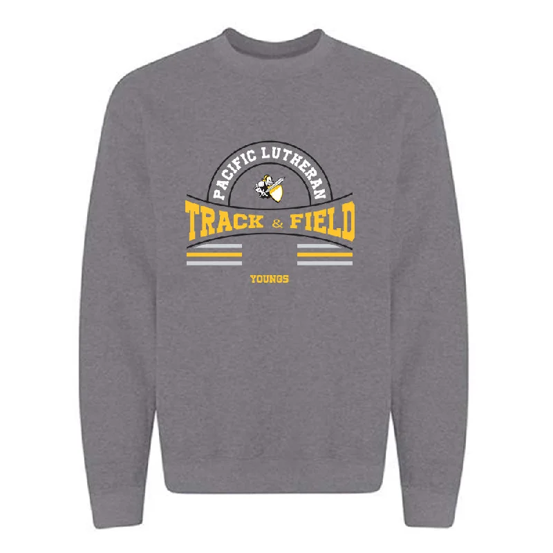 PLU - NCAA Women's Track & Field (Outdoor) : Allie Youngs - Crewneck Sweatshirt Classic Fashion Shersey Hoodie with Raw Hem Edgy Unfinished