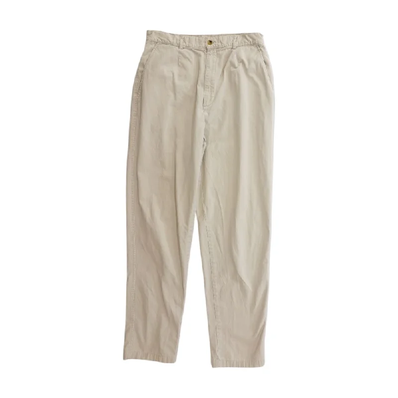 Beige Solid Khaki Pants Trendy High-Waist Trousers