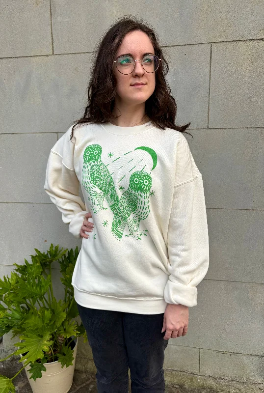 Owl Ollie Oversized Sweatshirt Hoodie with Metallic Shiny Futuristic