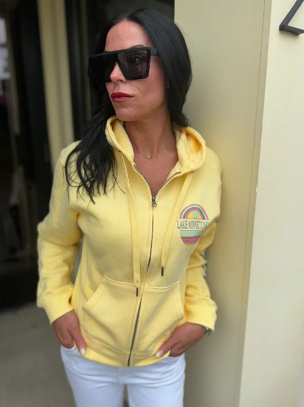 Lake Minnetonka Zip Up Hoodie [Butter] Hoodie with Raglan Sleeves Sporty Comfortable