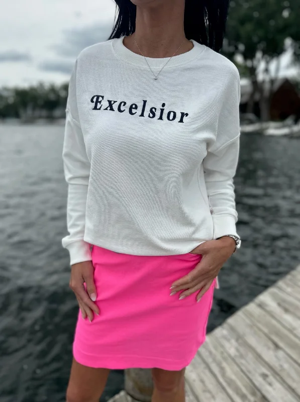 Excelsior Terry Crew Sweatshirt [Ivory] Hoodie with Reflective Safety Nightwear