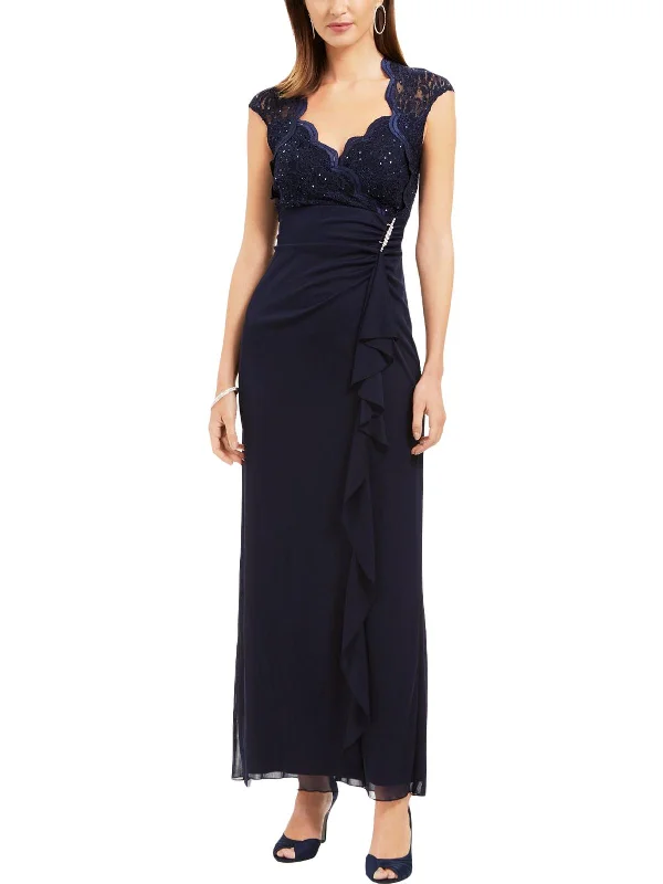 Womens Lace Long Evening Dress Tunics Evening elegant
