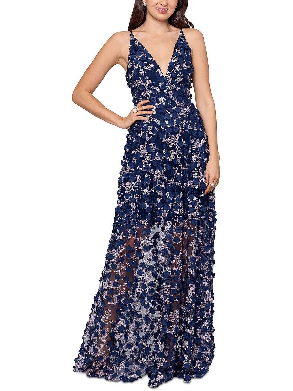Womens Embroidered Fit & Flare Evening Dress Tunics Summer linen
