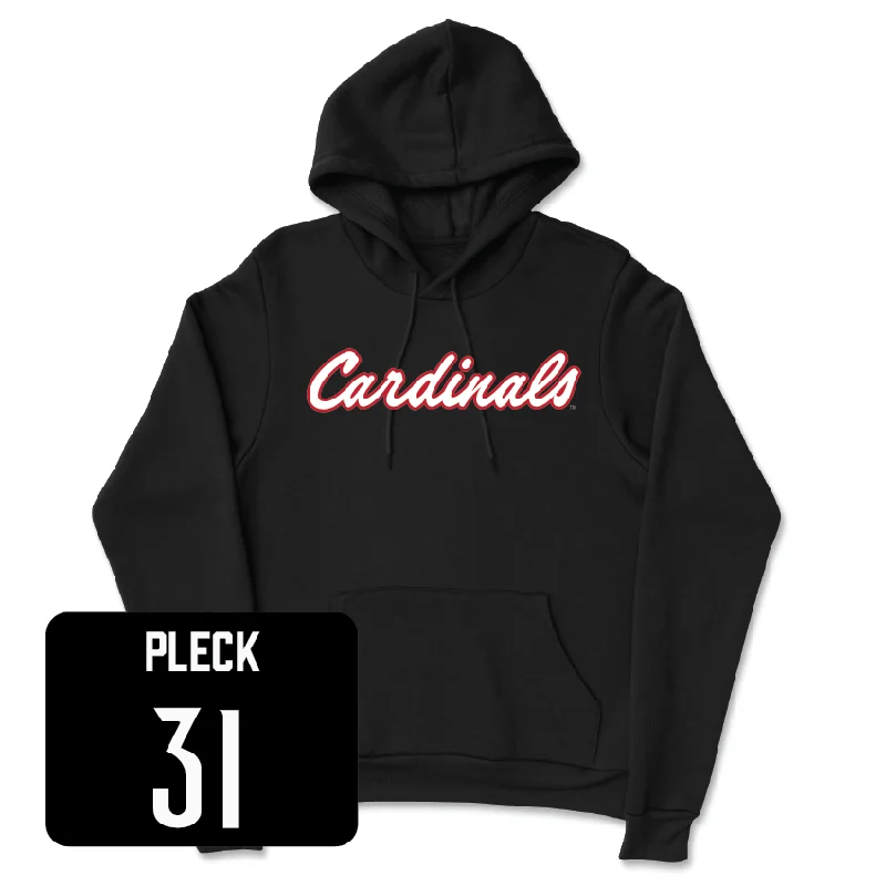 Women's Lacrosse Black Script Hoodie - J Pleck Hoodie with Hem Fringe Bohemian Relaxed