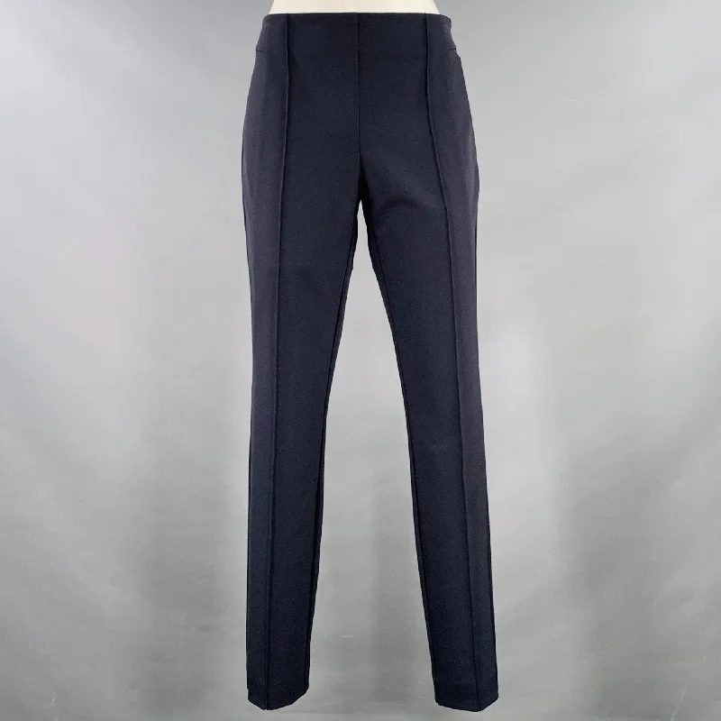 LAFAYETTE 148 Size 4 Navy Polyamide Blend Side Zipper Dress Pants Cozy Full-Length Pants