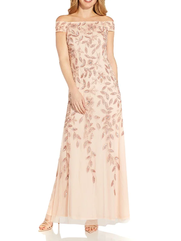 Womens Embellished Off-The-Shoulder Evening Dress Tunics Ceremony elegant