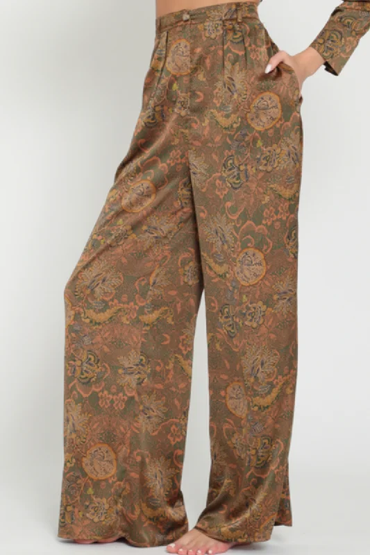 D2594 - High Waist Wide Leg Pant Classic Flared Pants