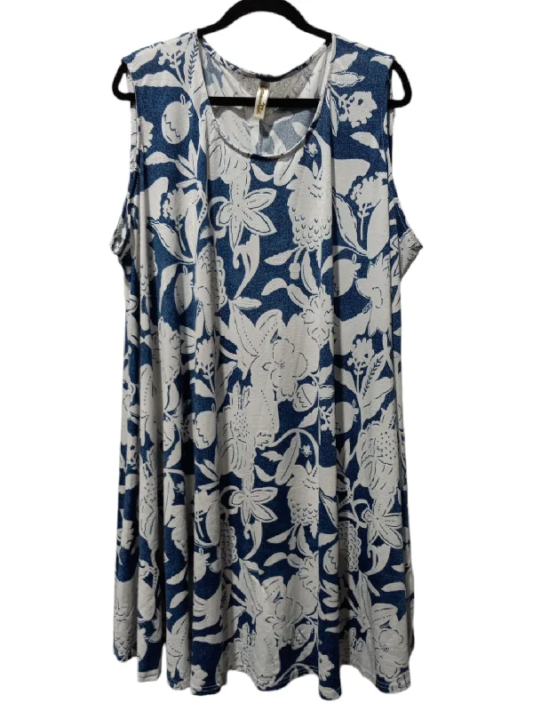 Dress Casual Short By Clothes Mentor In Blue & White, Size: 4x A-Line Day Work