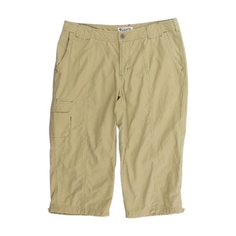 Khaki Solid Capri Pants Modern Bootcut Pants
