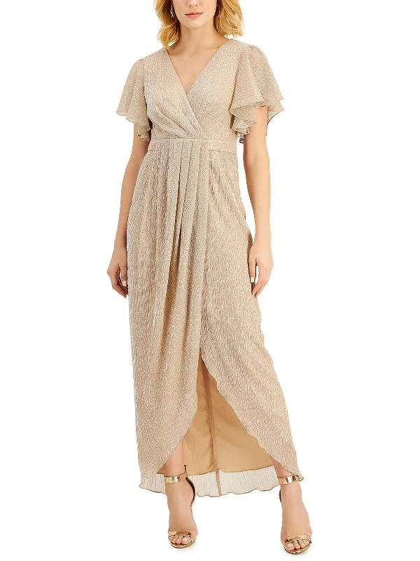 Womens Metallic Maxi Evening Dress Tunics Sophisticated sleek