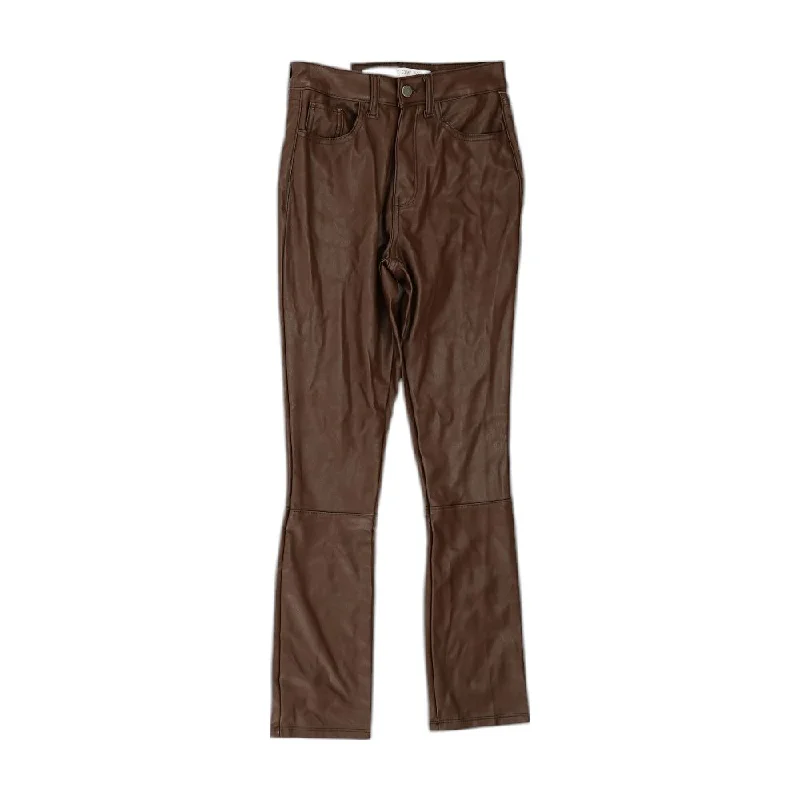 Brown Solid Five Pocket Pants Cozy Fitted Pants